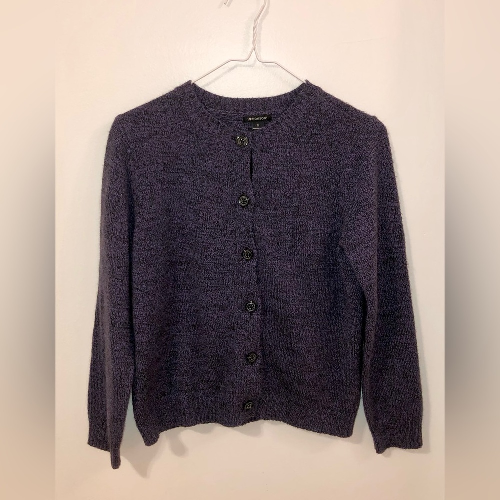 I heart Ronson Cardigan, Deep Marbled Purple, Size: Small